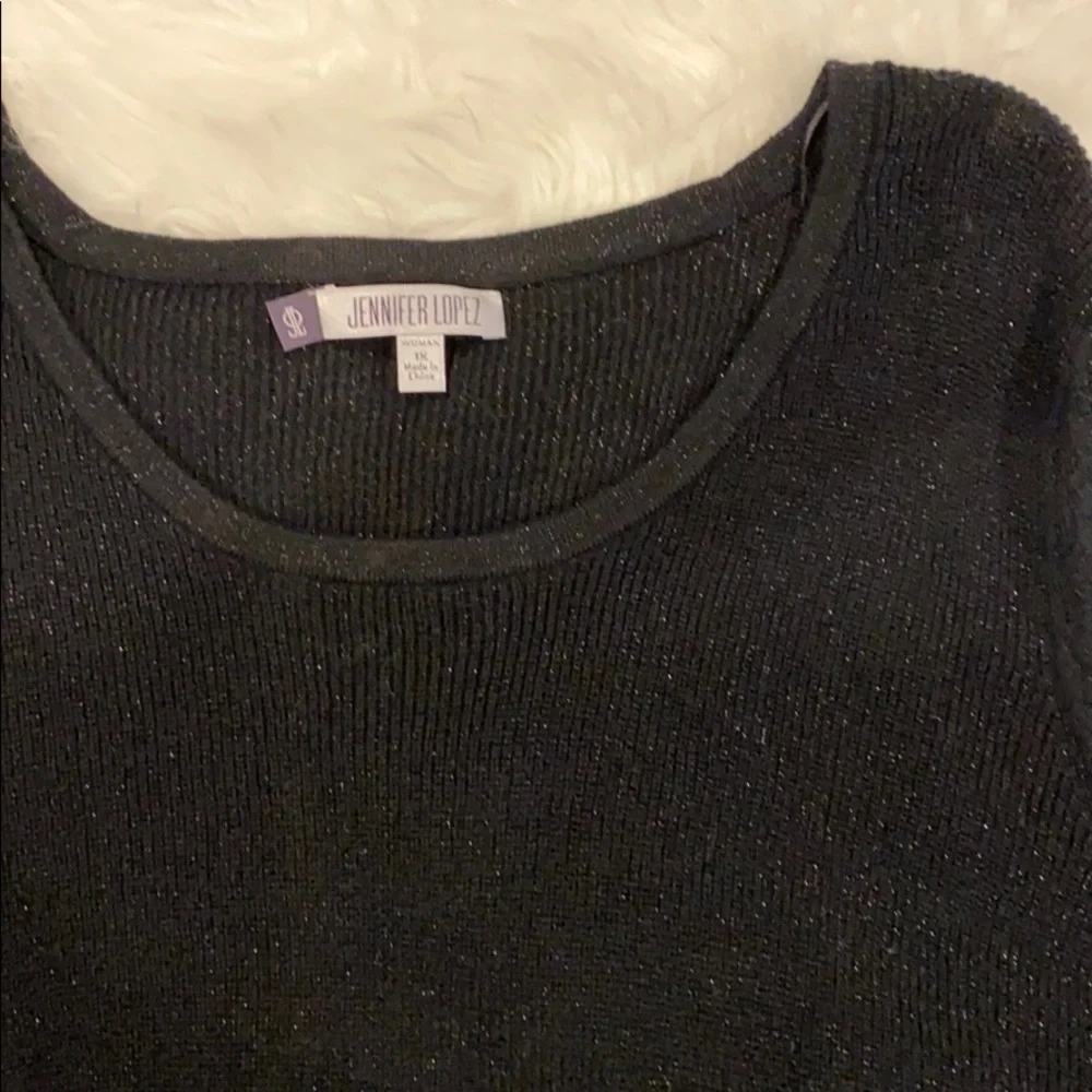 Plus Size Black Jennifer Lopez Lurex Sweater